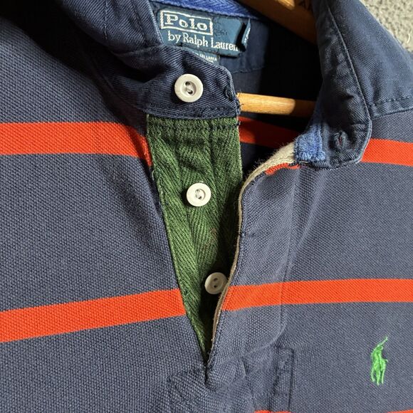Polo Ralph Lauren Mens Large Striped Short Sleeve Rugby Arm Gussets Y2K Preppy - Picture 3 of 14